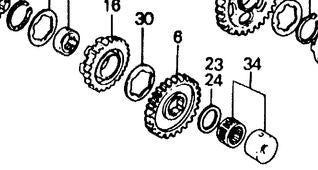 1984 Honda VF500 Interceptor Transmission Main Shaft Mainshaft Gear M-2 17tooth