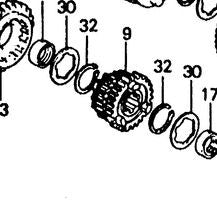 1986 Honda VF500 Interceptor TRANSMISSION MAINSHAFT GEAR M-3 M-4 22 20 tooth