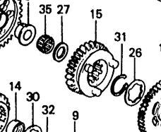 1986 Honda VF500 Interceptor TRANSMISSION COUNTER SHAFT GEAR C-5 32 tooth