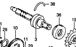 1986 Honda VF500 Interceptor TRANSMISSION COUNTER SHAFT