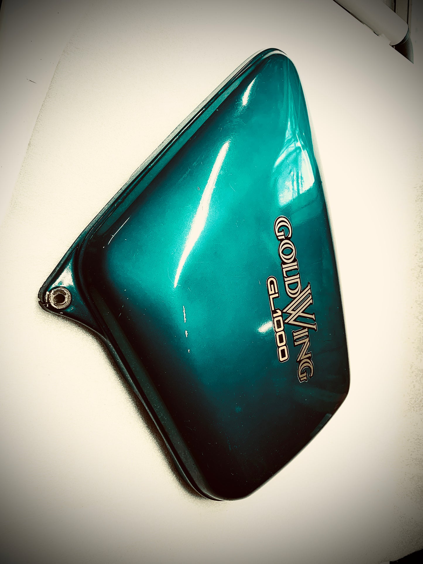 1975 Honda GL1000 Goldwing Left side cover plate L Candy Blue Green