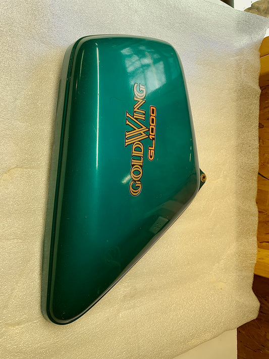 1975 Honda GL1000 Goldwing Left side cover plate L Candy Blue Green