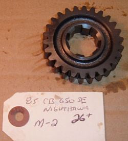 1985 Honda CB650 Nighthawk MAIN SHAFT TRANSMISSION GEAR M-2 26 TOOTH