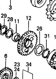 1986 Honda VF500 Interceptor TRANSMISSION COUNTER SHAFT GEAR C-4 34 tooth