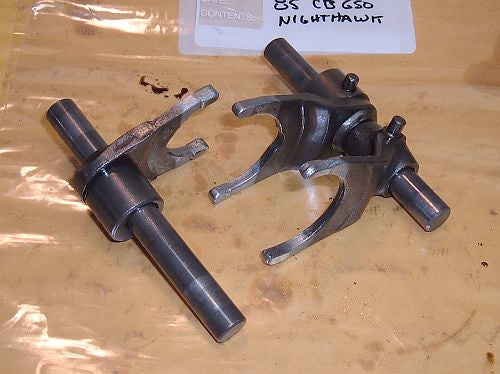 1985 Honda CB450 Nighthawk SHIFT FORKS 1, 2, 3, W SHAFT