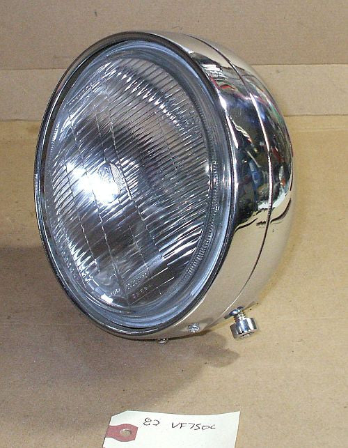 1982 Honda VF750 Magna Headlight Head Light Bulb Ring and Bucket Chrome